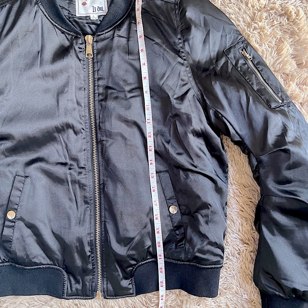 “It Girl” Black Sateen Bomber Jacket - Picture 6 of 11